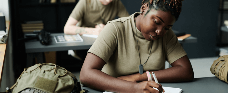 a military student studying