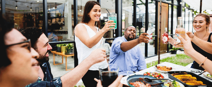 friends enjoy lunch together
