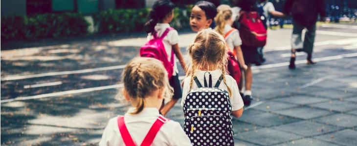 Children walking in a line