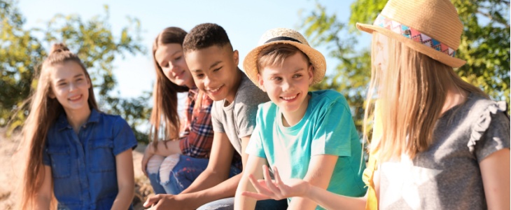 A youth group enjoys time outside